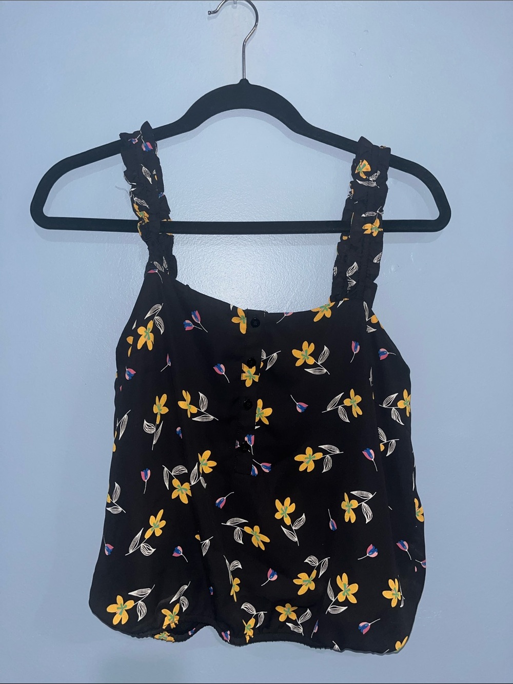 Collective Concepts Black Camisole with Yellow Floral Print